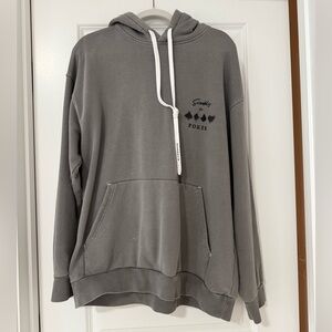 Scandalist “Poker” Oversized Hoodie – Gray Graphic Pullover (Unisex)